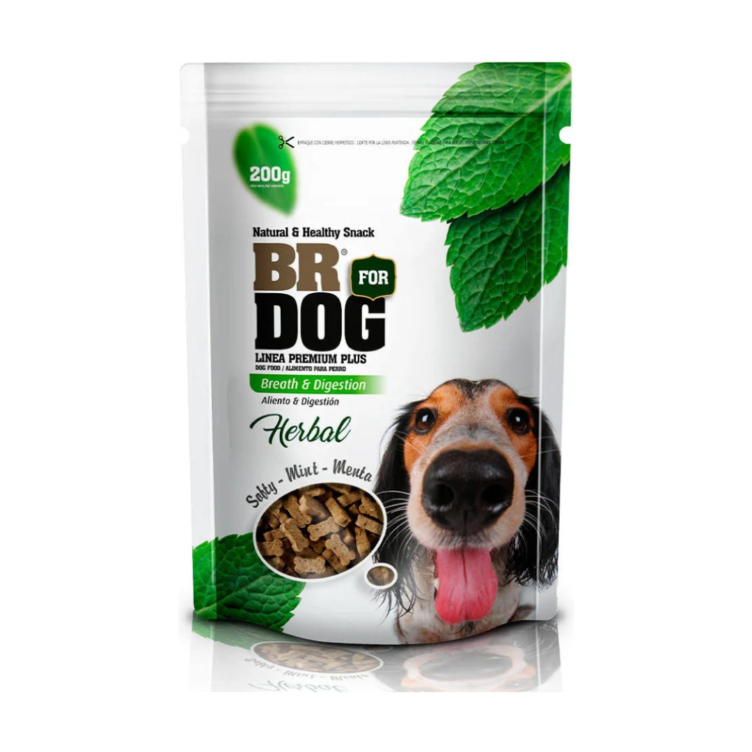 Snack Perro BR Herbal Mejora el Aliento y la Digestión (Mint Digestion) Menta 200 gr