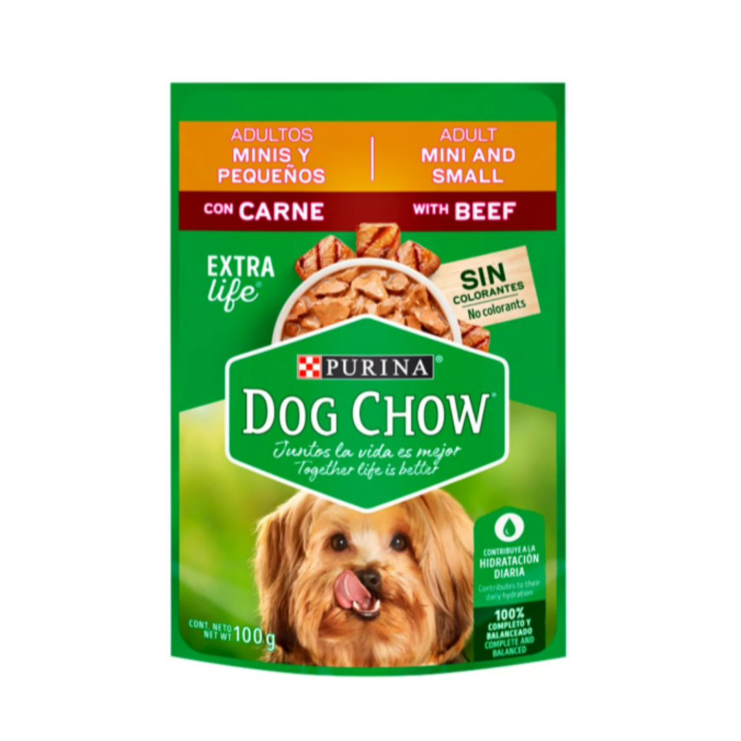 Alimento Húmedo Perro Dog Chow Adulto Minis y Pequeños Pouch Carne 100 gr