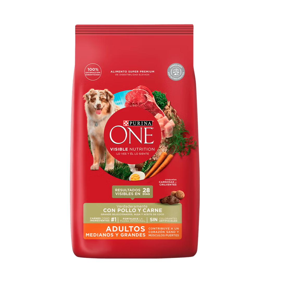 Alimento Perro Purina One Adultos Medianos y Grandes Pollo y Carne x 2 kg