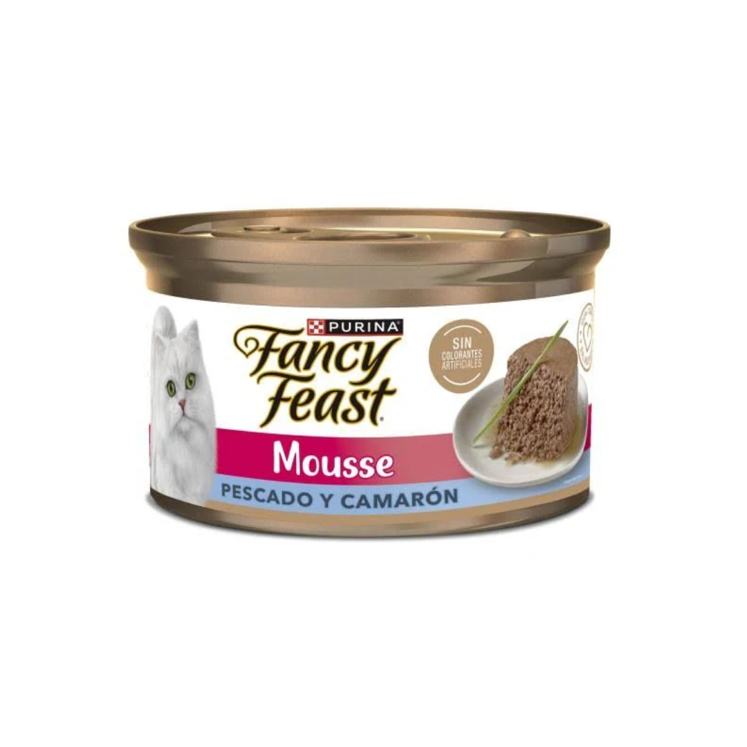 Alimento Húmedo Gato fancy Feast Lata Mousse Pescado y Camarón 3 oz