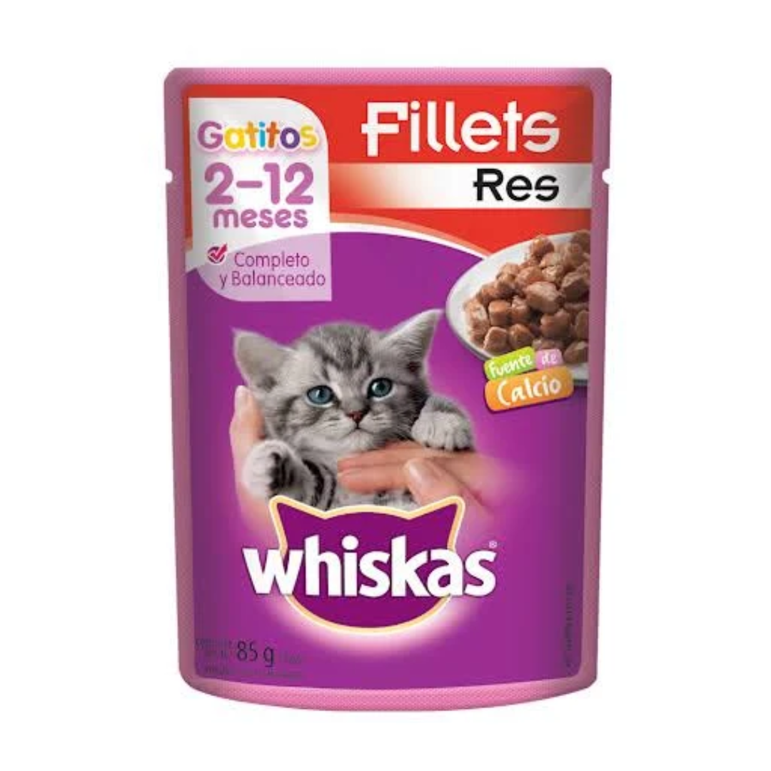 Alimento Húmedo Gatito Whiskas Pouch Res 85 g