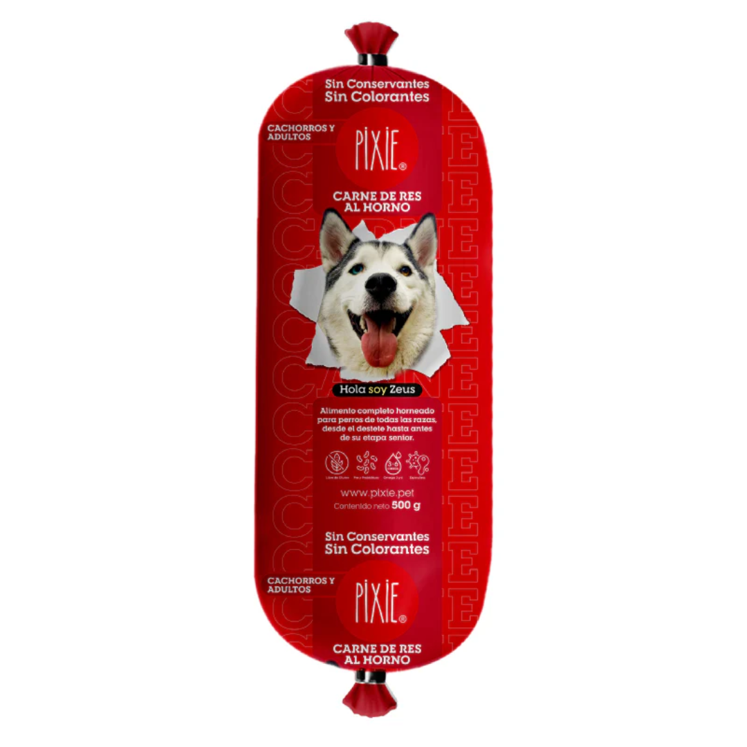Alimento Húmedo Perro Pixie Carne de Res al Horno 500 gr