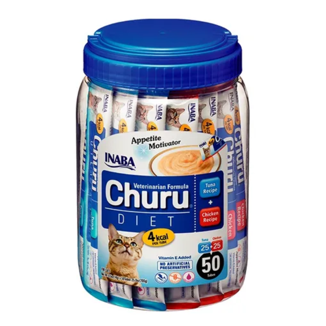 Snack Gato Churu Cremoso Bombonera Dieta (Diet) Pollo y Atún 50 Unidades