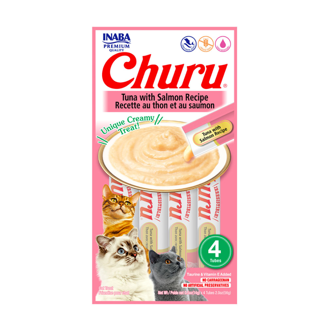 Snack Gato Churu Cremoso Atún con Salmón (Tuna With Salmon) 4 Unidades 56 gr