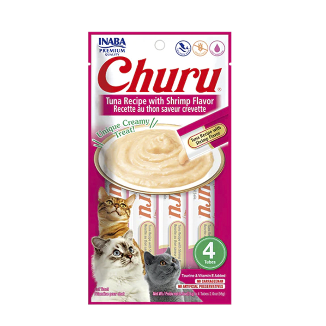 Snack Gato Churu Cremoso Atún con Camarón (Tuna With Shrimp) 4 Unidades 56 gr