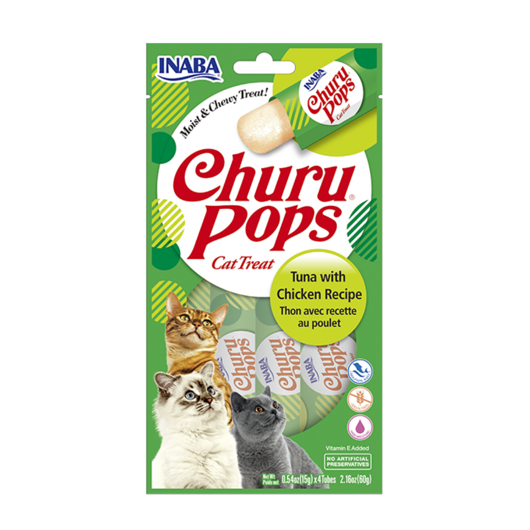 Snack Gato Churu Pops Atún con Pollo (Tuna With Chicken) 4 Unidades 50 gr