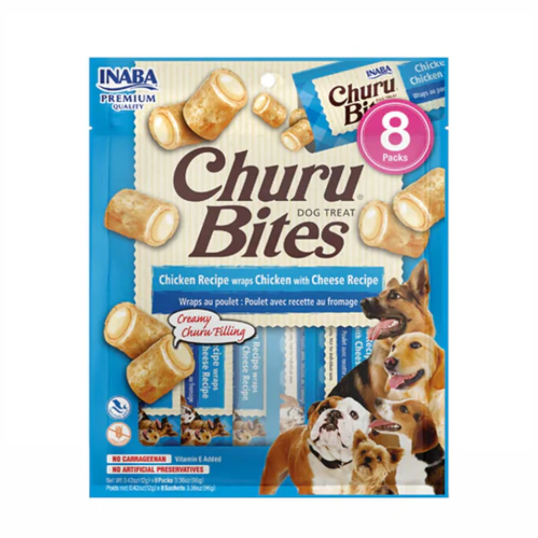 Snack Perro Churu Bites Nuggets Pollo con Queso (Chicken With Cheese) 8 Unidades 96 gr