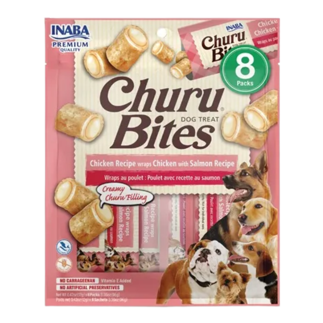 Snack Perro Churu Bites Nuggets Pollo con Salmón (Chicken With Salmon) 8 Unidades 96 gr