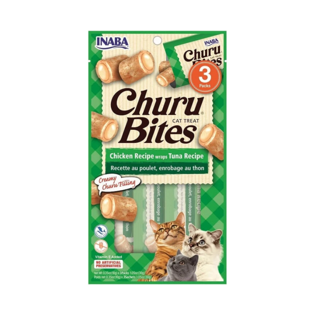 Snack Gato Churu Bites Nuggets Pollo con Atún (Chicken With Tuna) 3 Unidades 30 gr