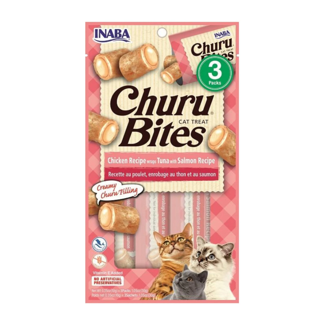Snack Gato Churu Bites Nuggets Pollo con Atún y Salmón (Chicken, Tuna With Salmon) 3 Unidades 30 gr