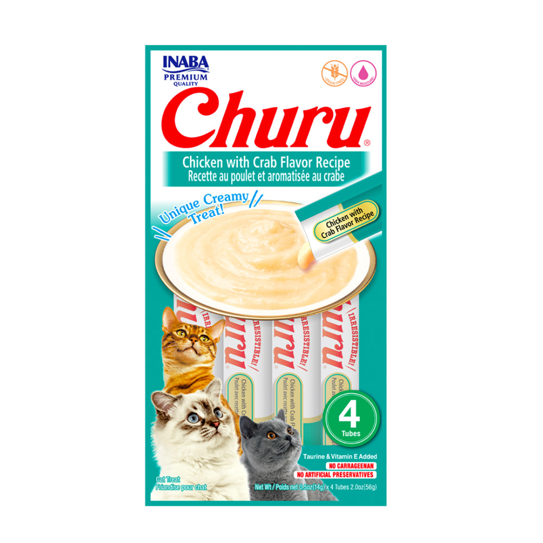 Snack Gato Churu Cremoso Pollo con Cangrejo (Chicken With Crab) 4 Unidades 56 gr