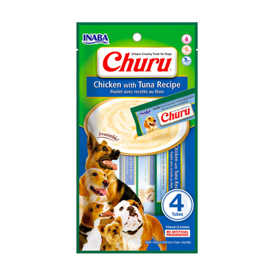 Snack Perro Churu Cremoso Pollo con Atún (Chicken With Tuna) 4 Unidades 56 gr