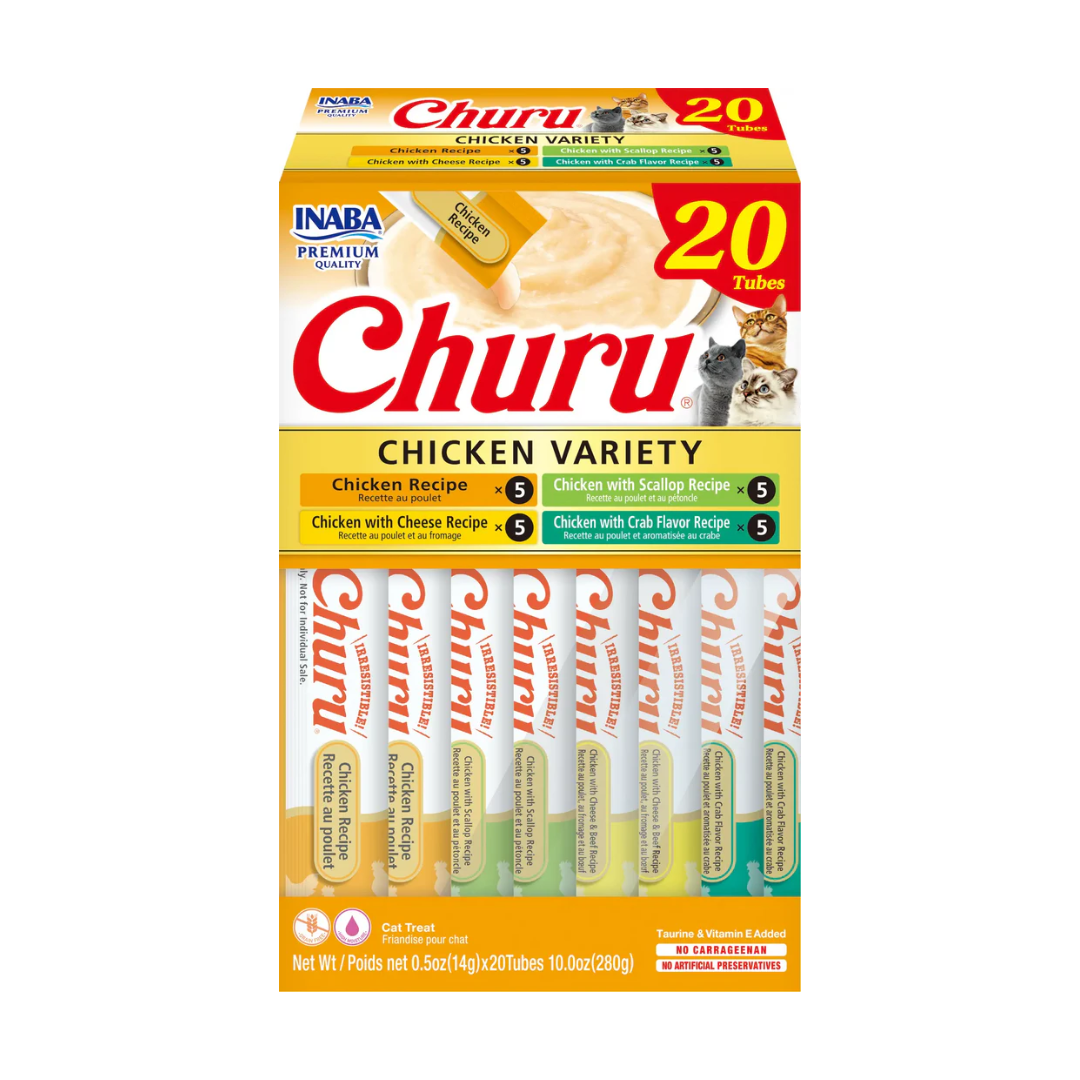 Snack Gato Churu Cremoso Variedad de Pollo Caja 20 Unidades 56 gr
