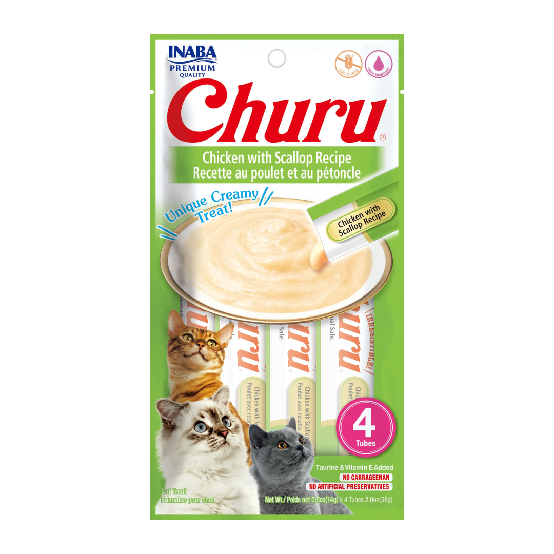 Snack Gato Churu Cremoso Pollo con Escalope (Chicken With Scallop) 4 Unidades 56 gr