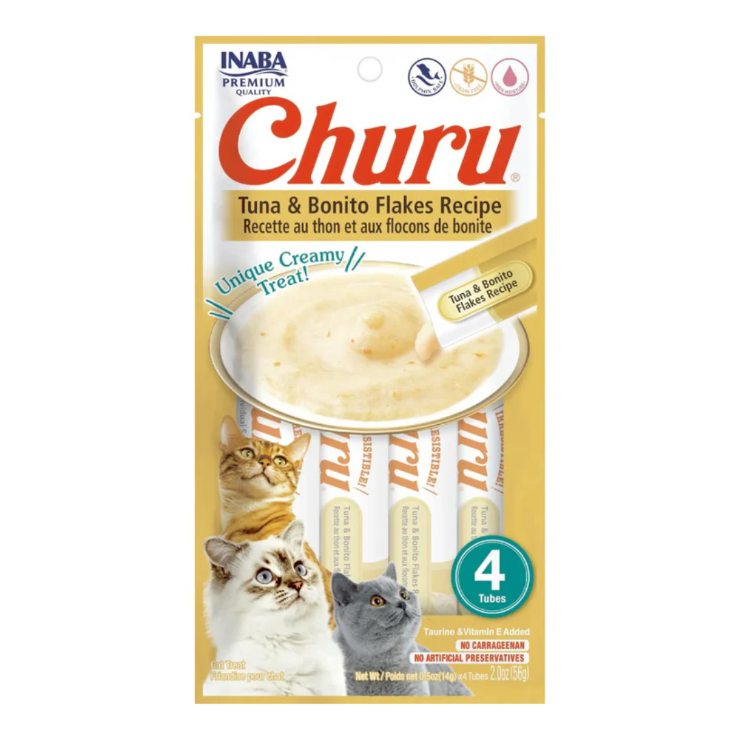Snack Gato Churu Cremoso Copos de Atun y Bonito (Tuna & Bonito) 4 Unidades 56 g