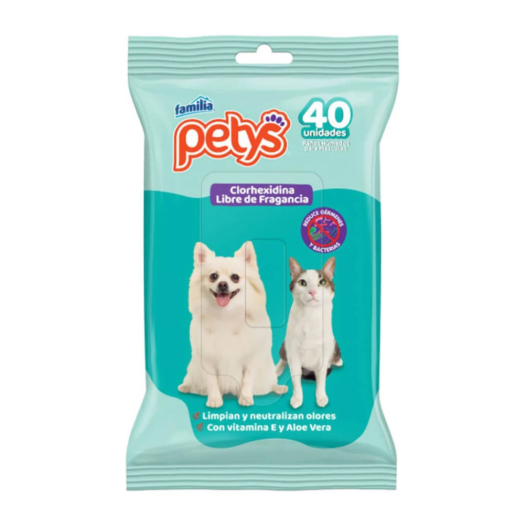 Paños Húmedos Petys con Clorhexidina 40 Unidades