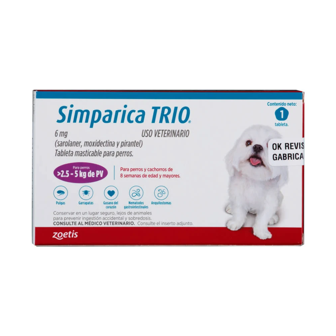 Simparica Trio Desparasitante Interno y Externo Perros 1 Tableta