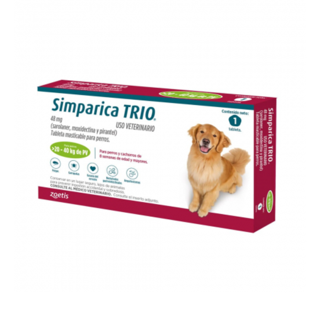Simparica Trio Desparasitante Interno y Externo Perros 1 Tableta