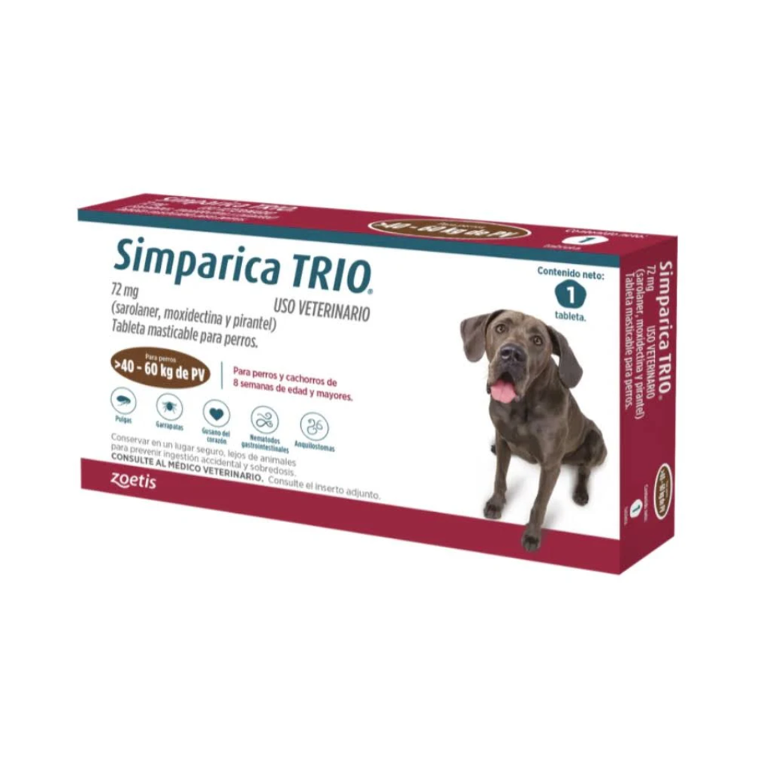 Simparica Trio Desparasitante Interno y Externo Perros 1 Tableta