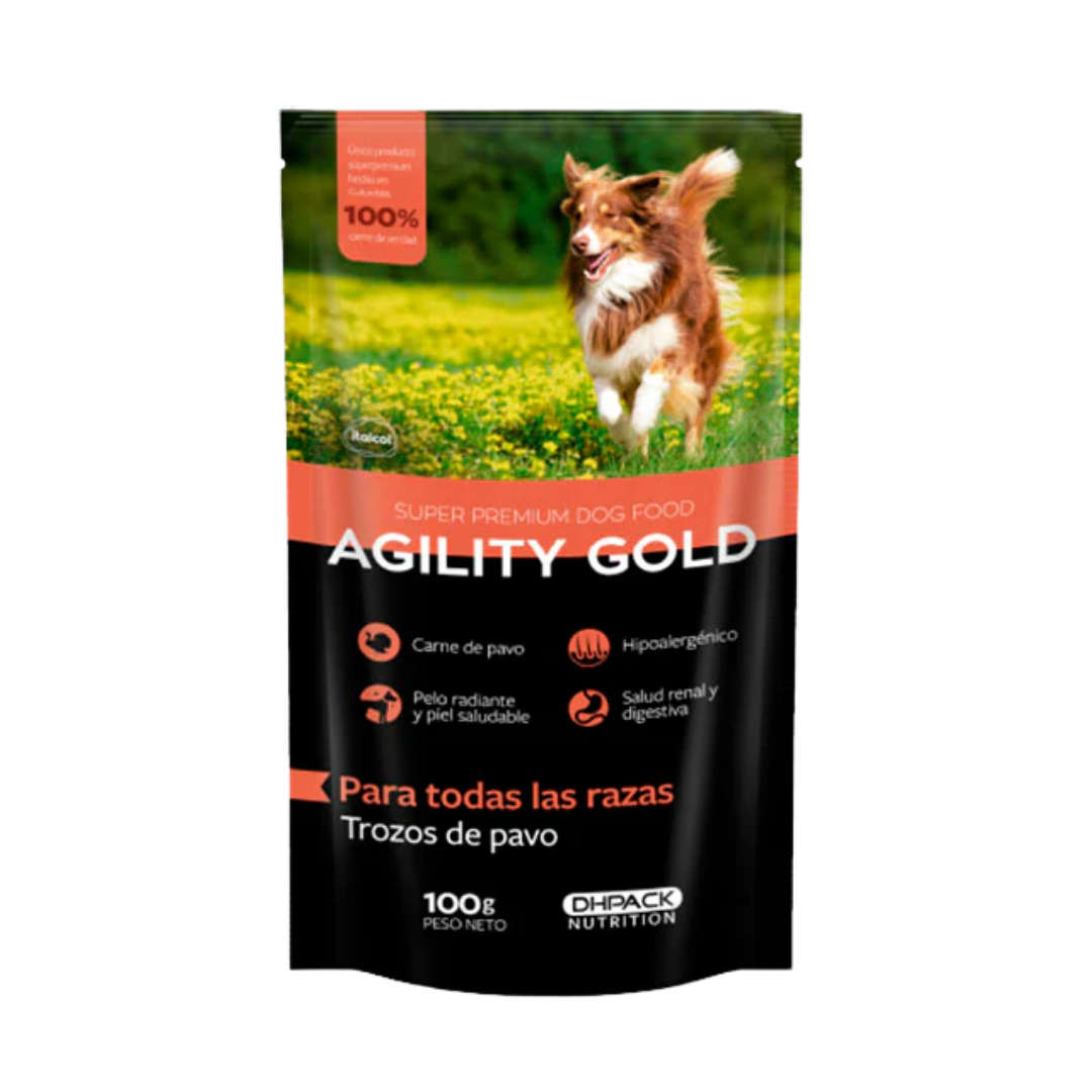 Alimento Humedo Perro Adulto Agility Gold Pouch / Trozos de Pavo 100 gr